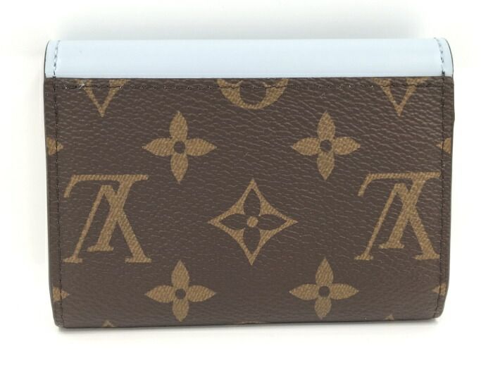 中古】LOUIS VUITTON 妖しく ポルトモネ ロザリ カード コイン ケース モノグラム ブルーオランプ M83583