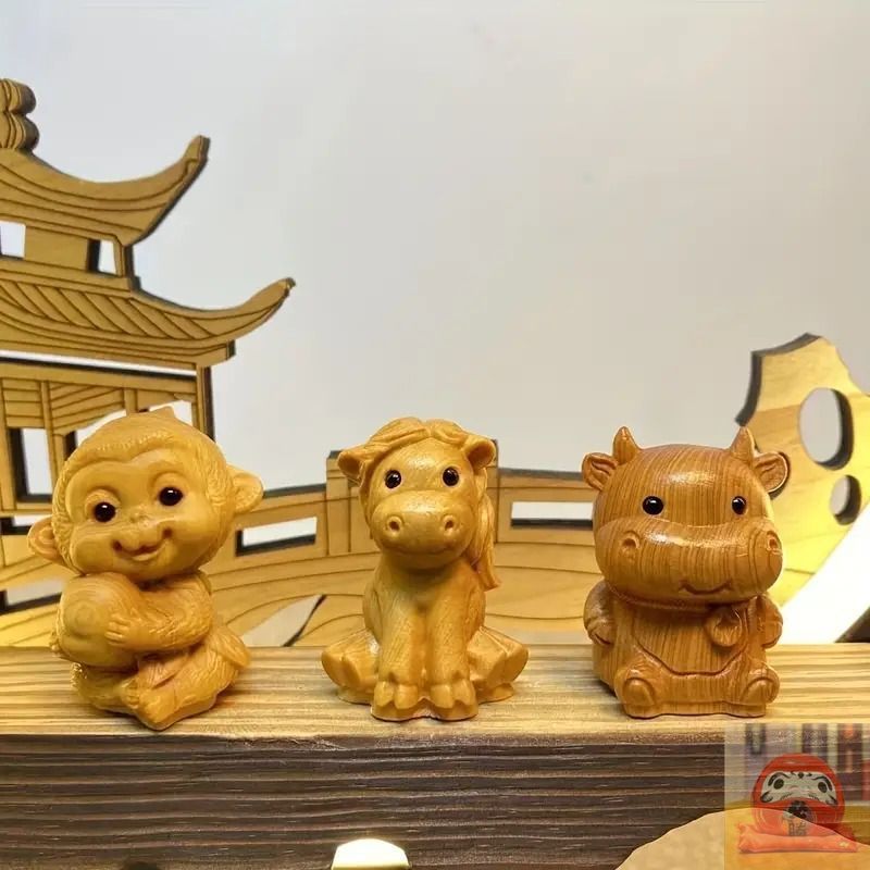 十二支 置物 セット オブジェ 木製 木彫り 人形 子 丑 寅 卯 辰