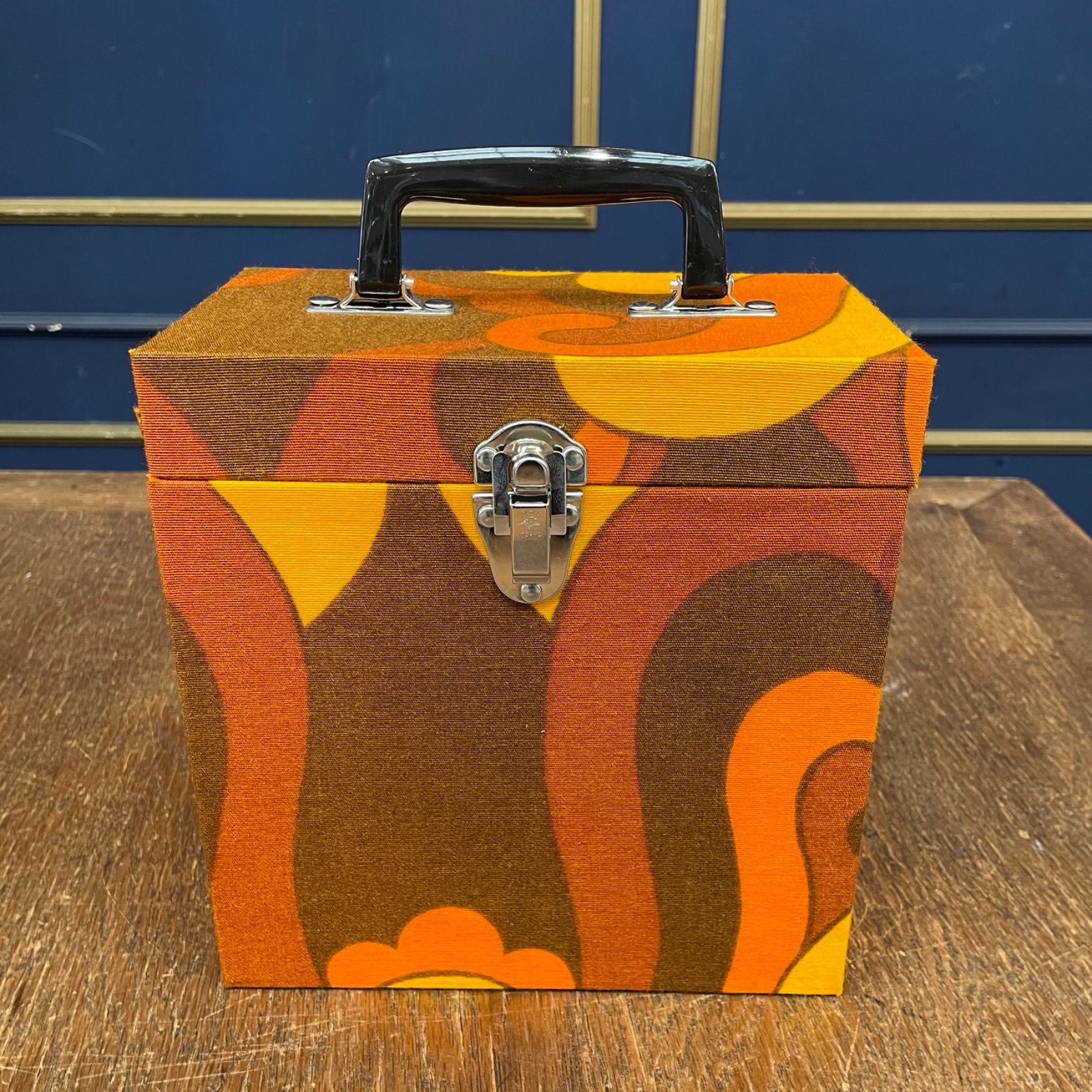 jewel trash×fab chic EP 7インチ レコードケース ハンドルブラック 収納ボックス キャリーバッグ モッズ 昭和 レトロ DJ 60年代 70年代