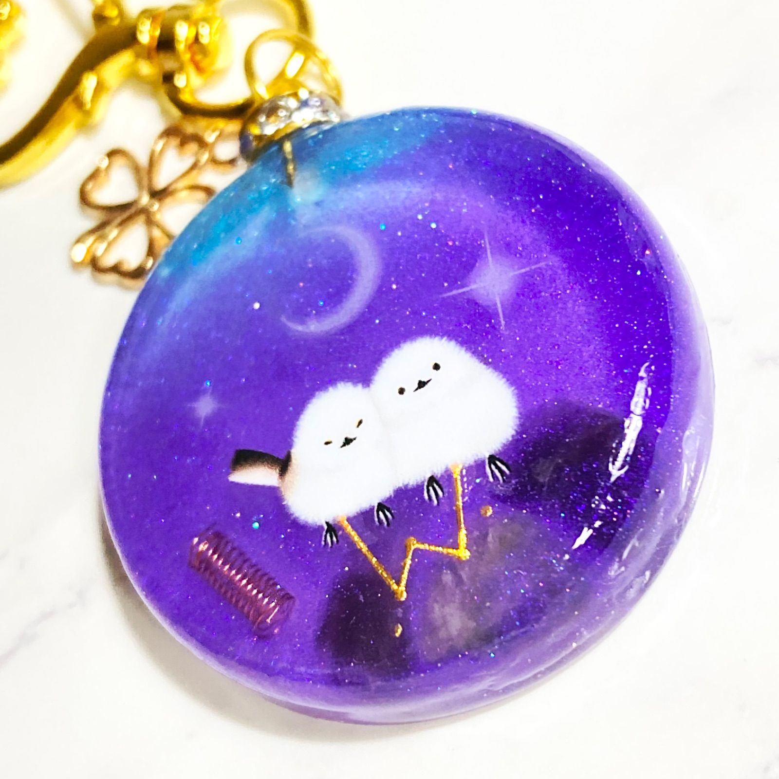 レジン🍀シマエナガキーホルダー🍀オルゴナイト🍀蓄光🍀 - メルカリ