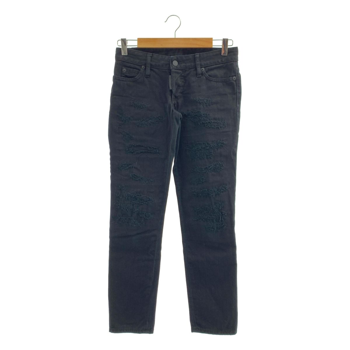 DSQUARED2 / ディースクエアード | 2021SS | JENNIFER CROPPED JEAN / ダメージ加工 ブラック デニムパンツ | 36 | ブラック | レディース