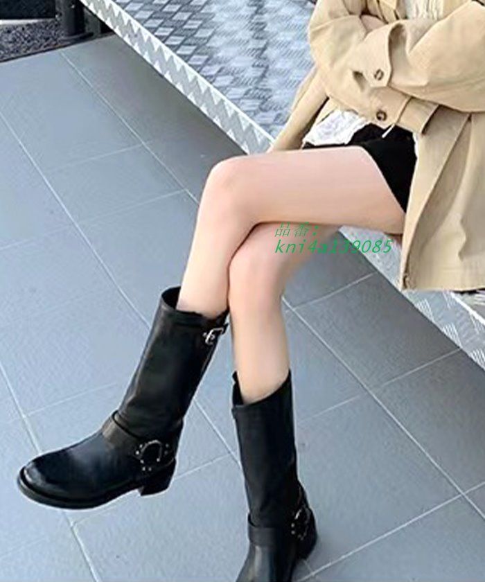 バイカー ブーツ ロング レディース 秋 冬 ヒール ミドルバイカーブーツ きれいめ おしゃれ 高見え 韓国コーデ シンプル 韓国ファッション カジュアル kni4a139085 KIN-KAAI_COM
