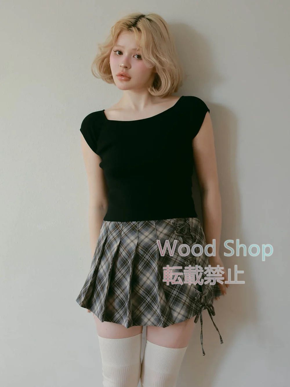 Andmary Sonia lace up mini skirt アンドマリー ミニスカート プリーツスカート ブラウン