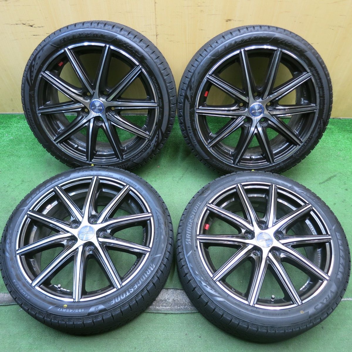 超バリ溝 24年 ほぼ10分 スタッドレス 195 45R17 ブリヂストン ブリザック VRX3 SMACK ENKEI スマック エンケイ 17インチ PCD114.3 5H 5090406HAス