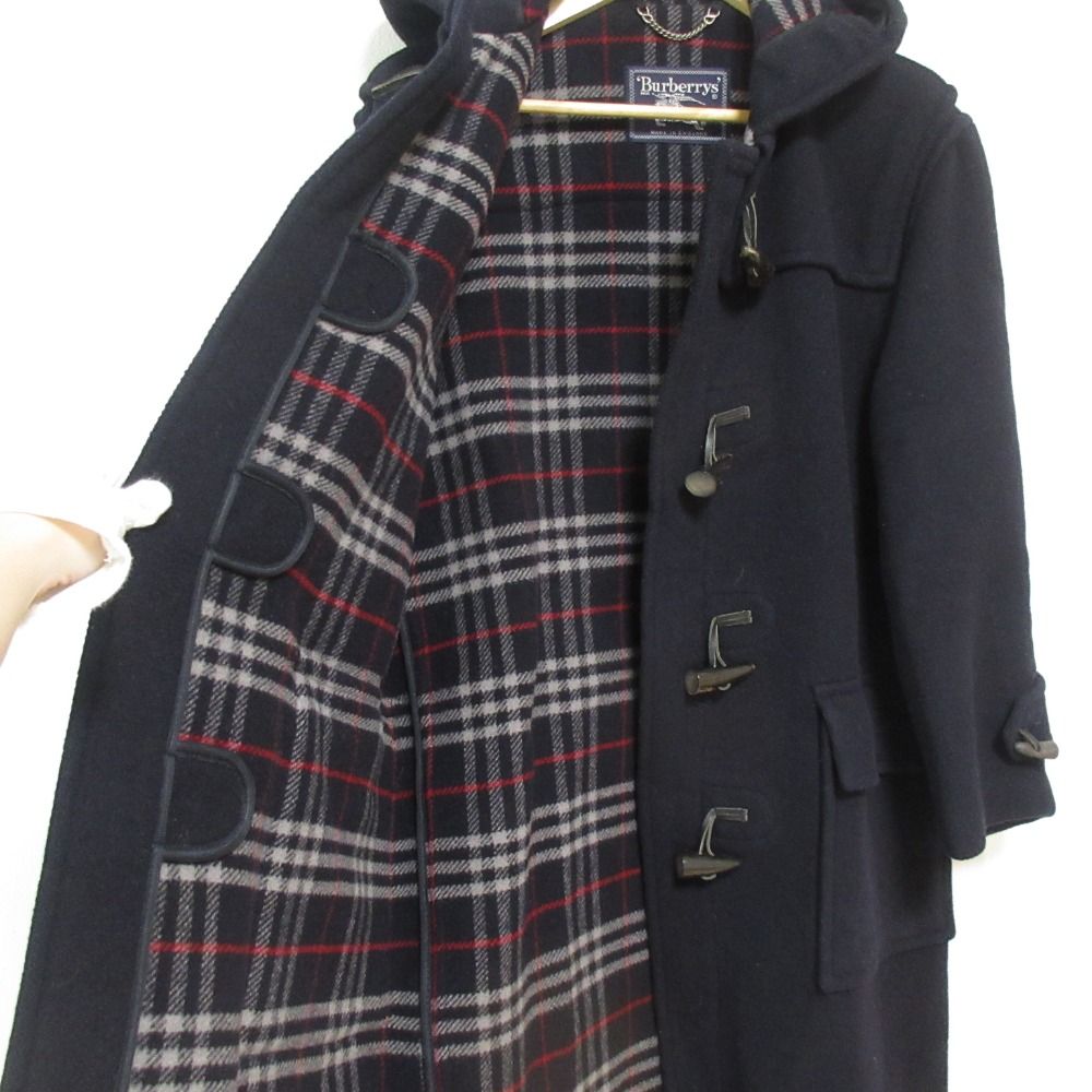 Burberryイングランド製ウールコートネイビーチェック