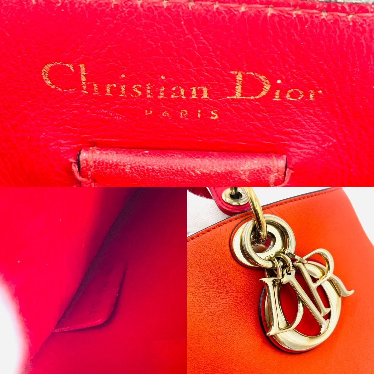 Dior ディオリッシモ 2WAYハンドバッグ レザー 赤 Christian Dior