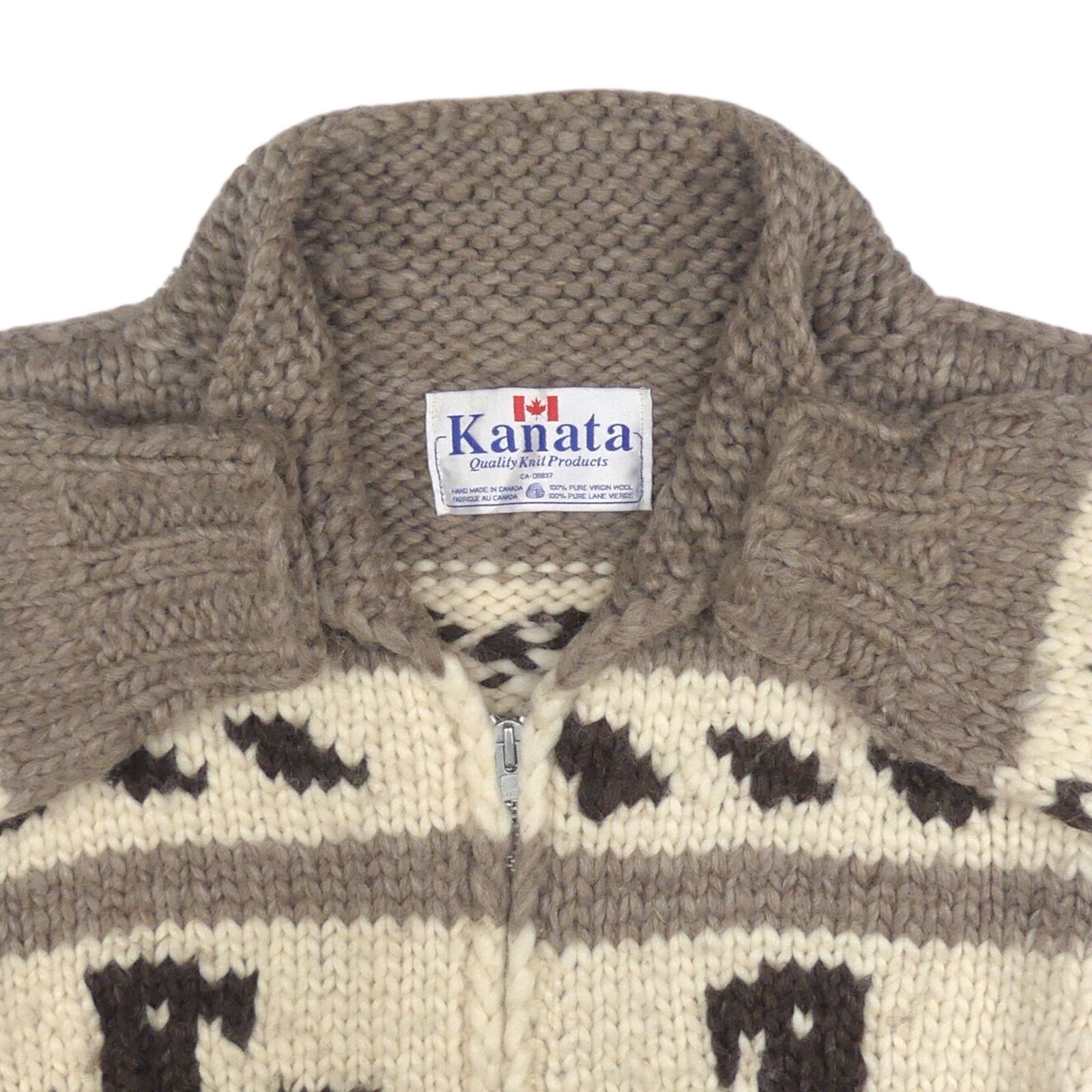 カウチン セーター kanata ハンドニット XXL カナダ製 カナタ 茶 鳥