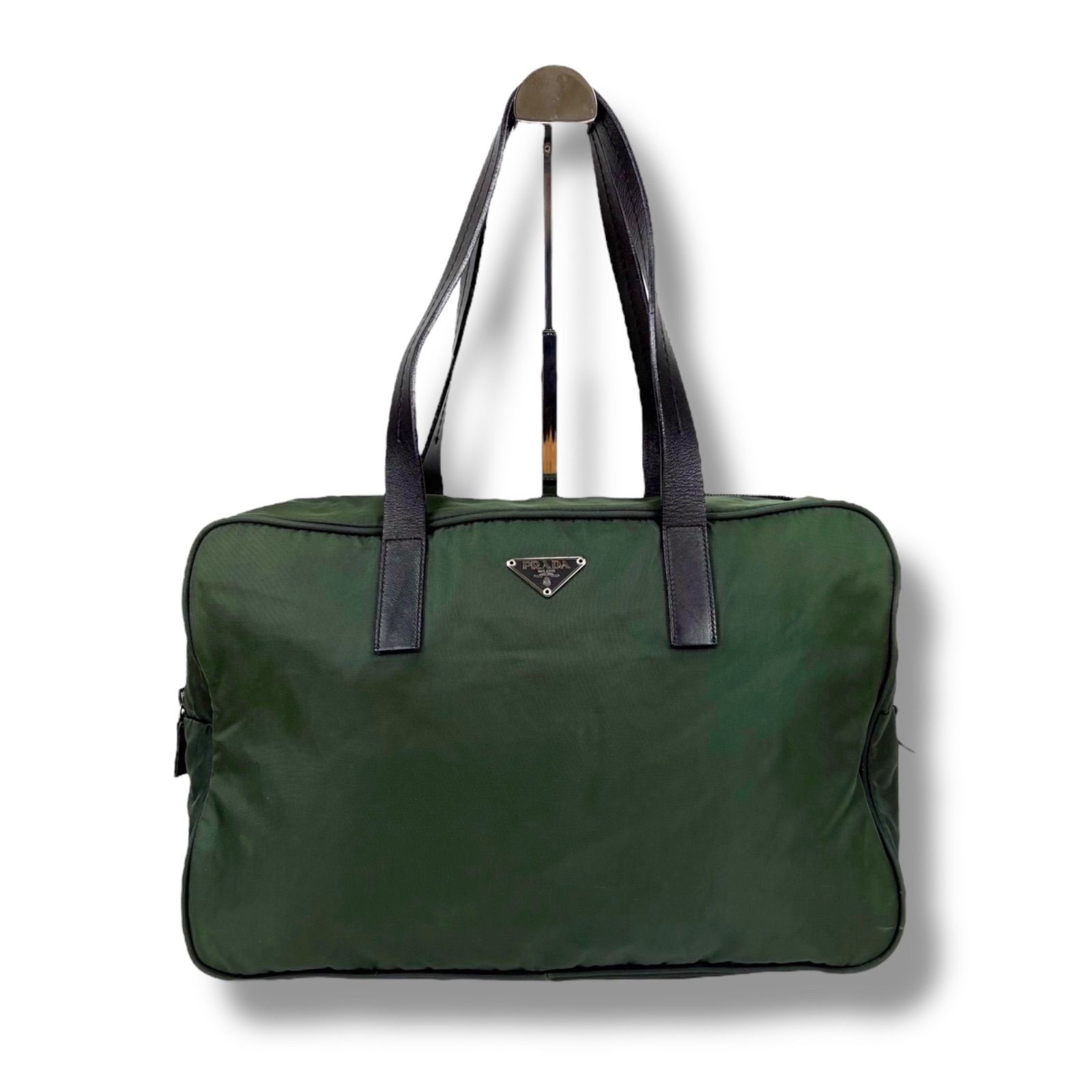 プラダ　PRADA ミニトートバッグ　トライアングルロゴ　グリーン　カーキ プラダ PRADA ミニトートバッグ トライアングルロゴ グリーン