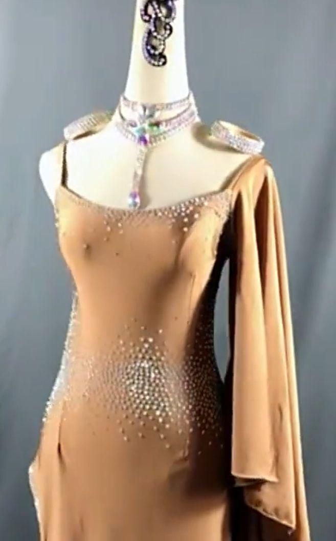 ラテンワンピースドレス 社交ダンス衣装 立体花 色変更可 オーダー