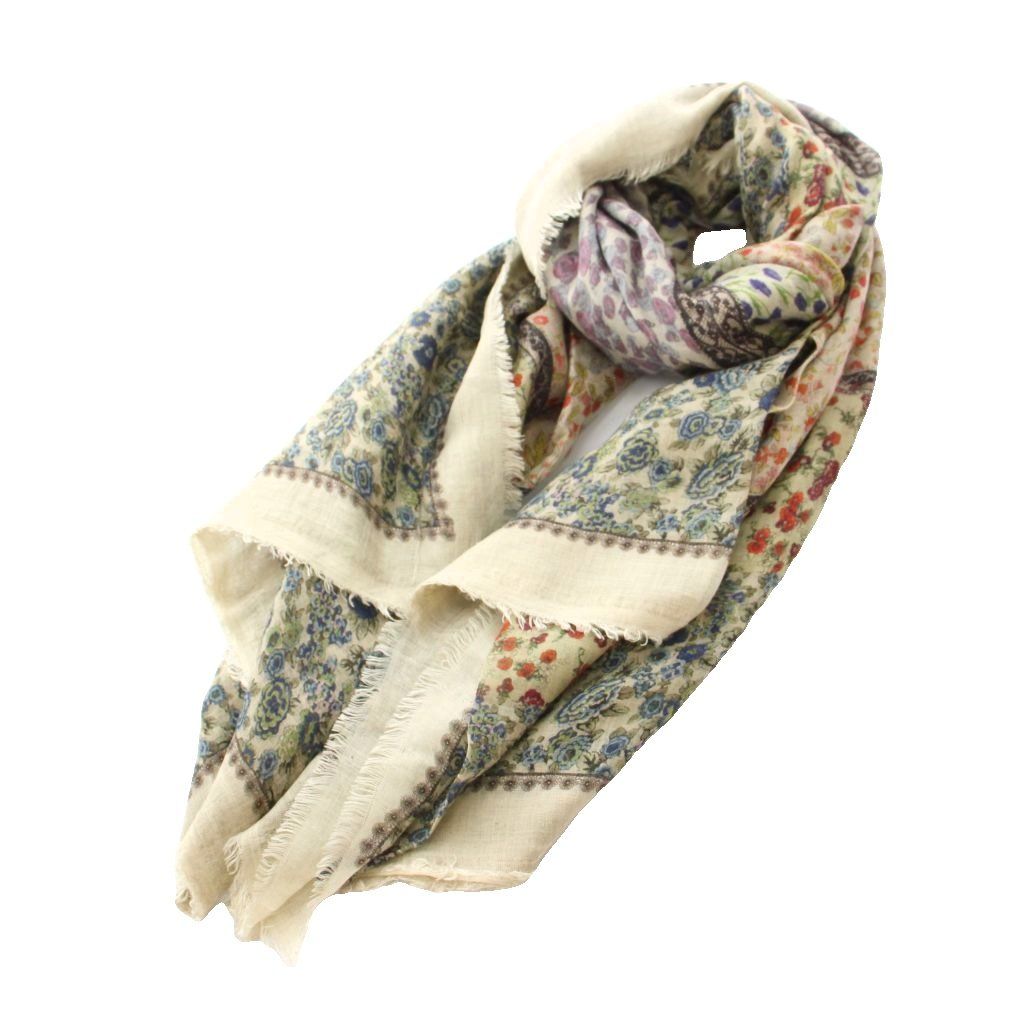 ファリエロサルティ Faliero Sarti ストール マフラー フリンジ 花柄