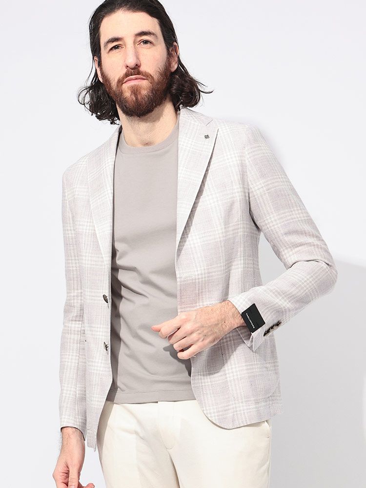 タリアトーレ TAGLIATORE ウールリネン チェック シングル ジャケット