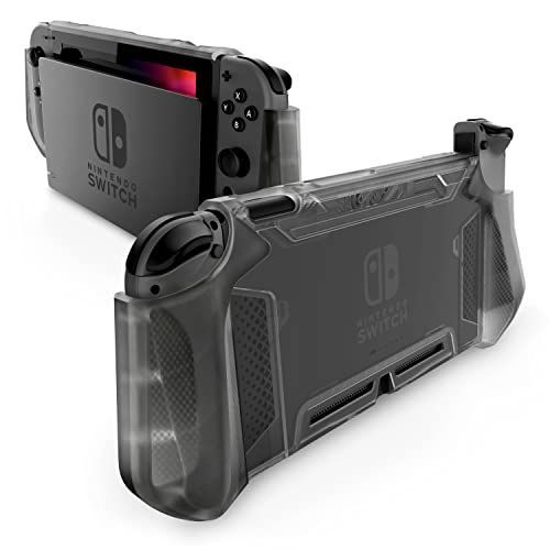 Mumba Nintendo Switch OLED 2021用 ケース TPUグリップ 保護カバー ドッキング アクセサリー Nintendo Switch OLEDとJoy-Con コントローラー対応 Blade シリーズ 透明黒， Nintendo Sw