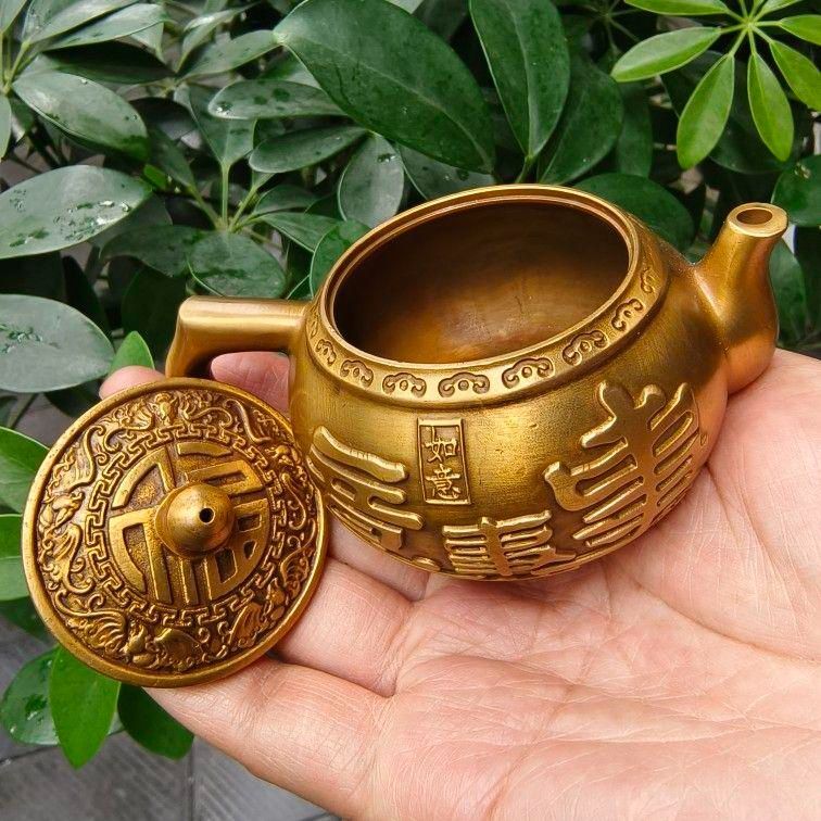 銅器 仙鶴銚子茶壺 茶道具 煎茶器 装飾品 工芸品 置物 銅器 仙鶴銚子茶壺