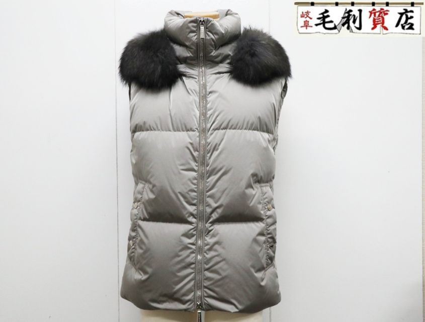 MOORER ムーレー FUENTE-FUR-AMC ダウンベスト リアルファー シルバー サイズ40 レディース ダウン アウター