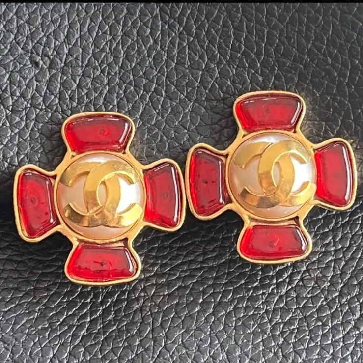 イヤリング】CHANEL ヴィンテージ グリポア パール クロス 1995 春  