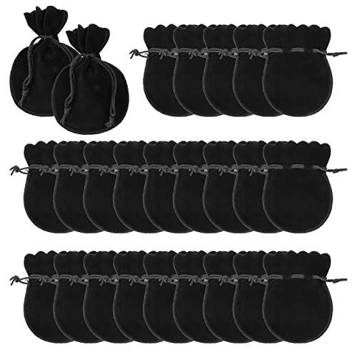 黒色 9*12cm siawadeky ジュエリーポーチ 50枚セット アクセサリー 収納 巾着袋 ベロア調 ギフトバッグ ジュエリー袋 小物入れ アクセサリー保存 ネックレス/ブレスレット/腕時計/化粧品などを収
