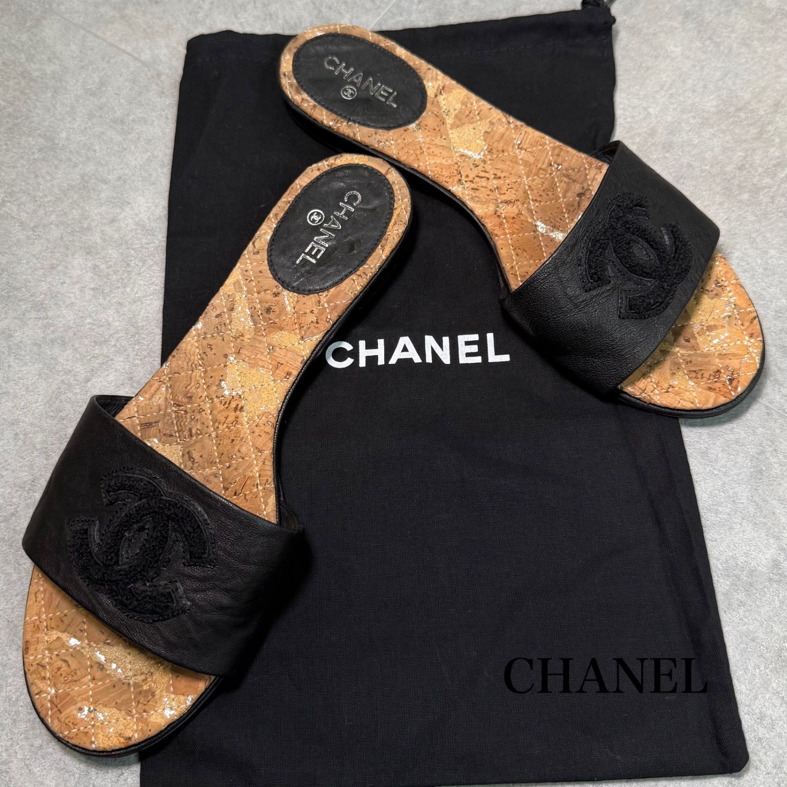 CHANEL シャネル　ミュール　ラメ&ココマーク　38 CHANEL 【美品】シャネル サンダル ミュール ココマーク