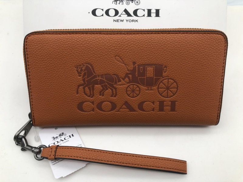 コーチ COACH 長財布 財布 ブラウン ロング ジップ ストラップ付き