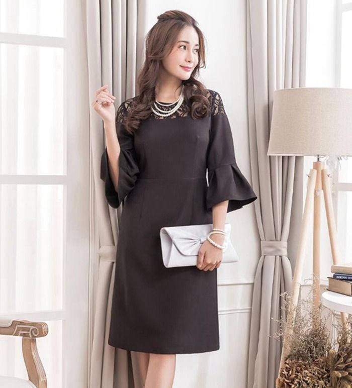 ケープ袖 タイトワンピース