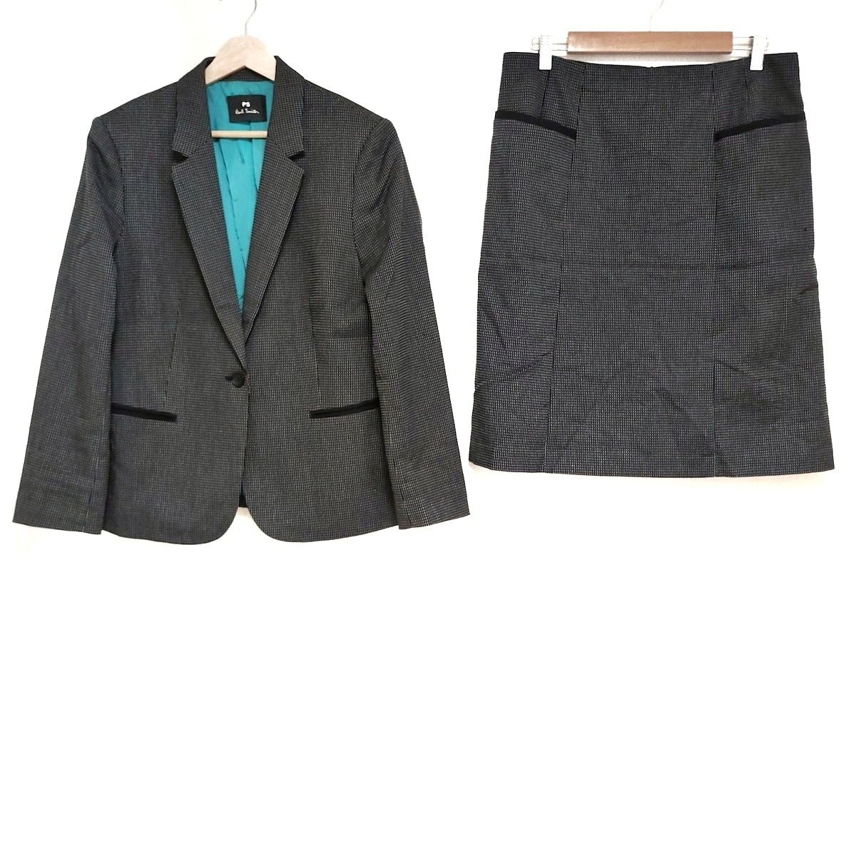 530 ポールスミス ブラックレーベル スカートスーツ ブラック 40 花柄 未使用 Paul Smith ポールスミス 総柄 ミモレ丈 スカート 40