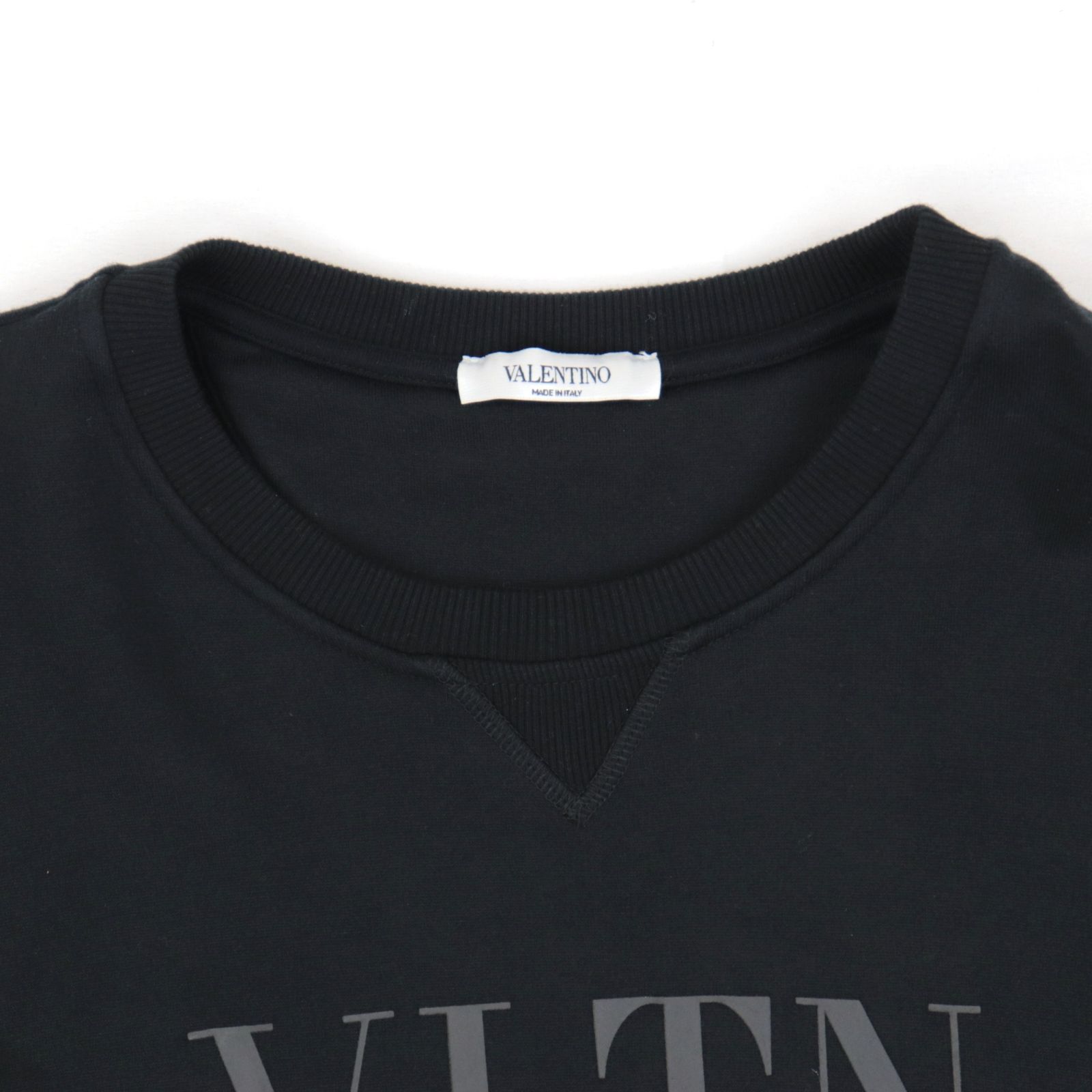 美品 ヴァレンティノ VLTNロゴ スウェットシャツ メンズ コットン 黒 M トレーナー VALENTINO