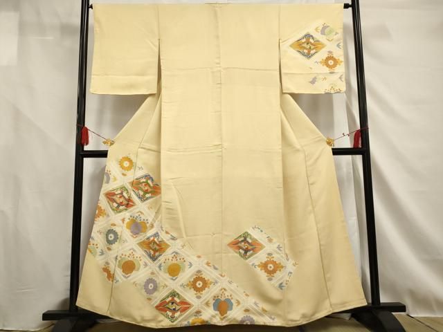 平和屋本店□極上 訪問着 作家物 駒刺繍 花唐草文 金彩 伊勢丹