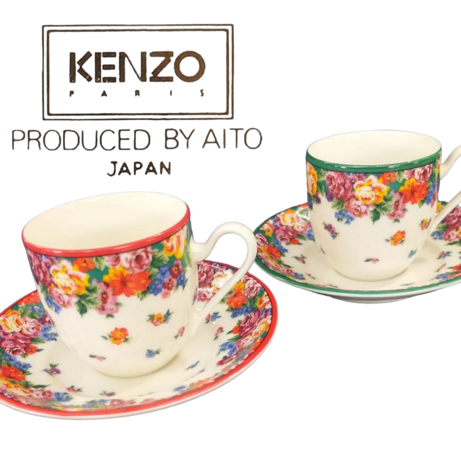 KENZO カップ&ソーサー ファンタジアシリーズ コーヒーカップ ティーカップ ケンゾー 食器 2客 フラワー ペアカップ AR3.17 【 Y 】  - メルカリ