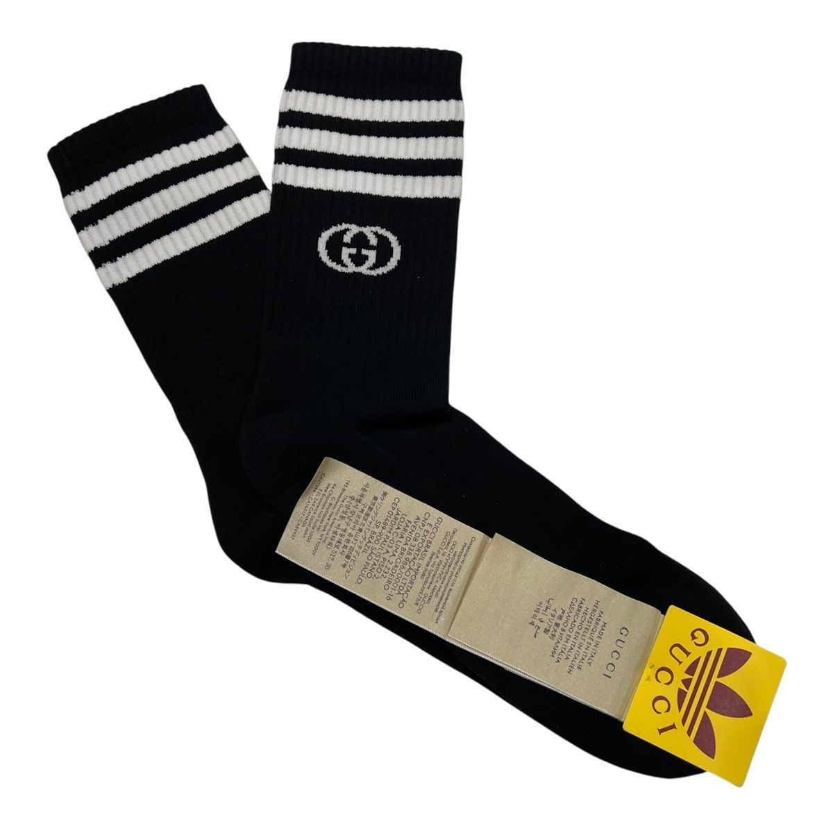 GUCCI グッチ 靴下 GG柄×adidas コラボ ソックス ブラック M サイズ 24-26cm 25029750 SA