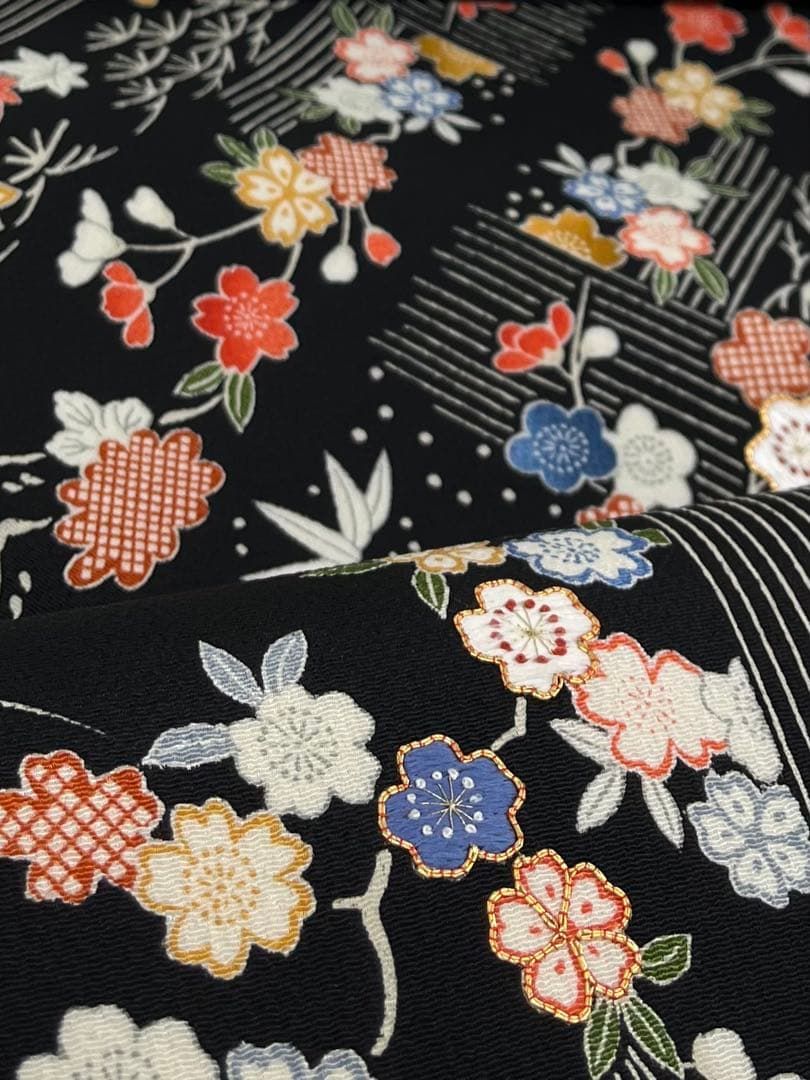 京友禅 御所解 手刺繍 九寸名古屋帯 開き名古屋 金駒 ちりめん 正絹