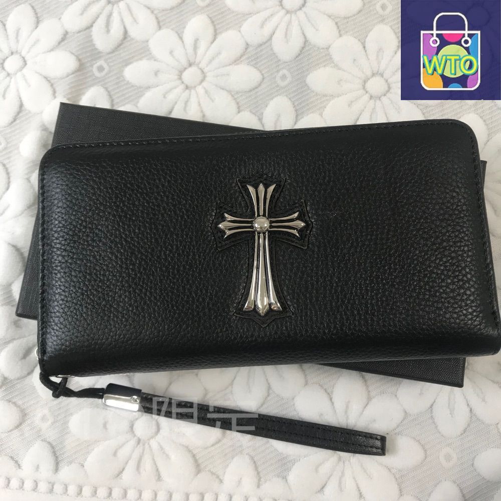 美品！chrome hearts 長財布 クロムハーツ 財布（Chrome Hearts）ロングクロスボタンブラック