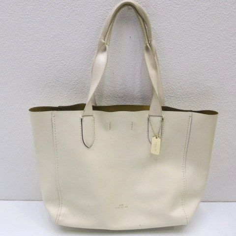 COACH コーチ レザー トートバッグ オフホワイト ハンドバッグ