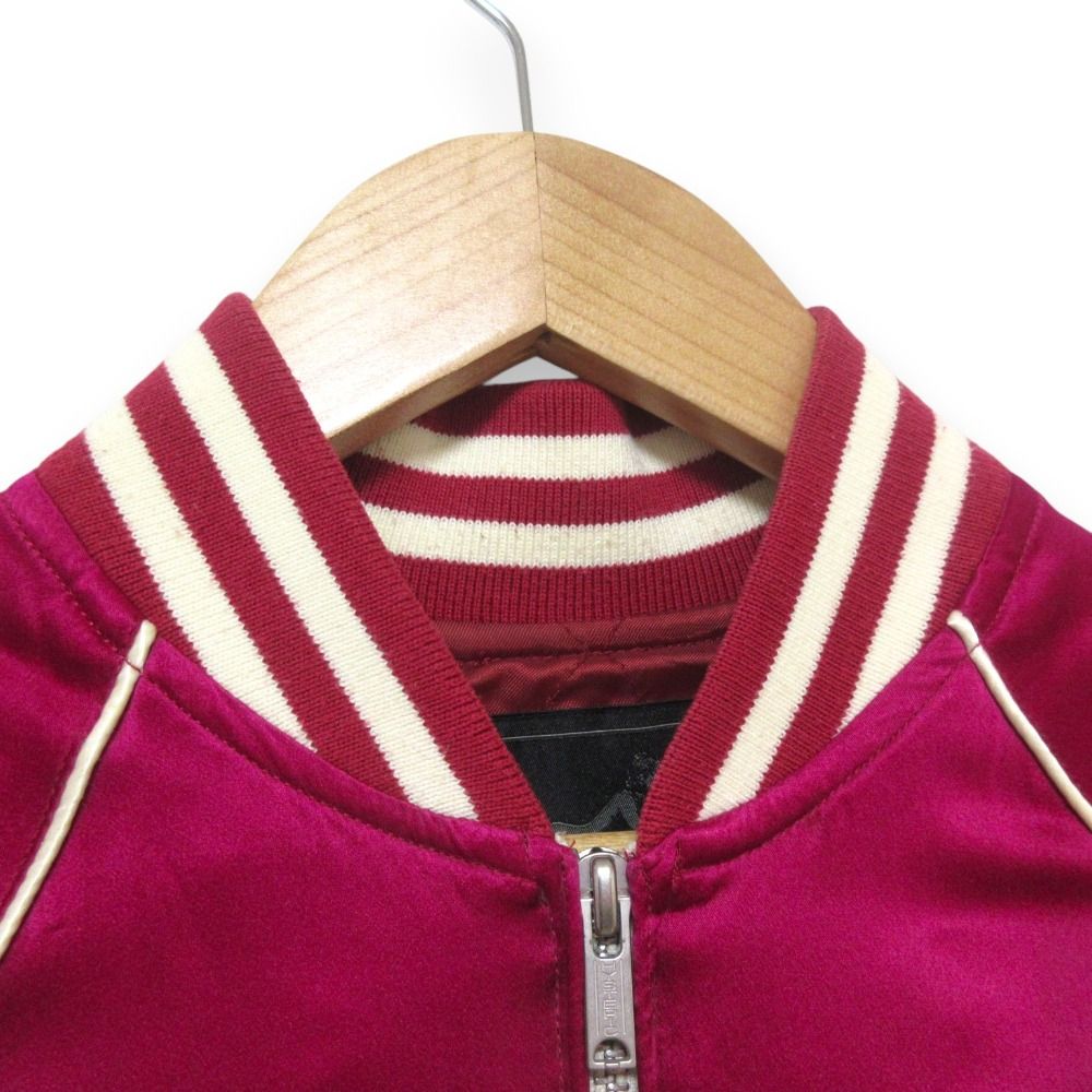 HYSTERIC GLAMOUR - 良品 HYSTERIC GLAMOUR ヒステリックグラマー シルク100％ スーベニアスパンコール 中綿ジャケット ブルゾン スカジャン サイズF ピンク系 レディース 古着 中古 USED 良品 HYSTERIC GLAMOUR ヒステリックグラマー シルク スーベニア