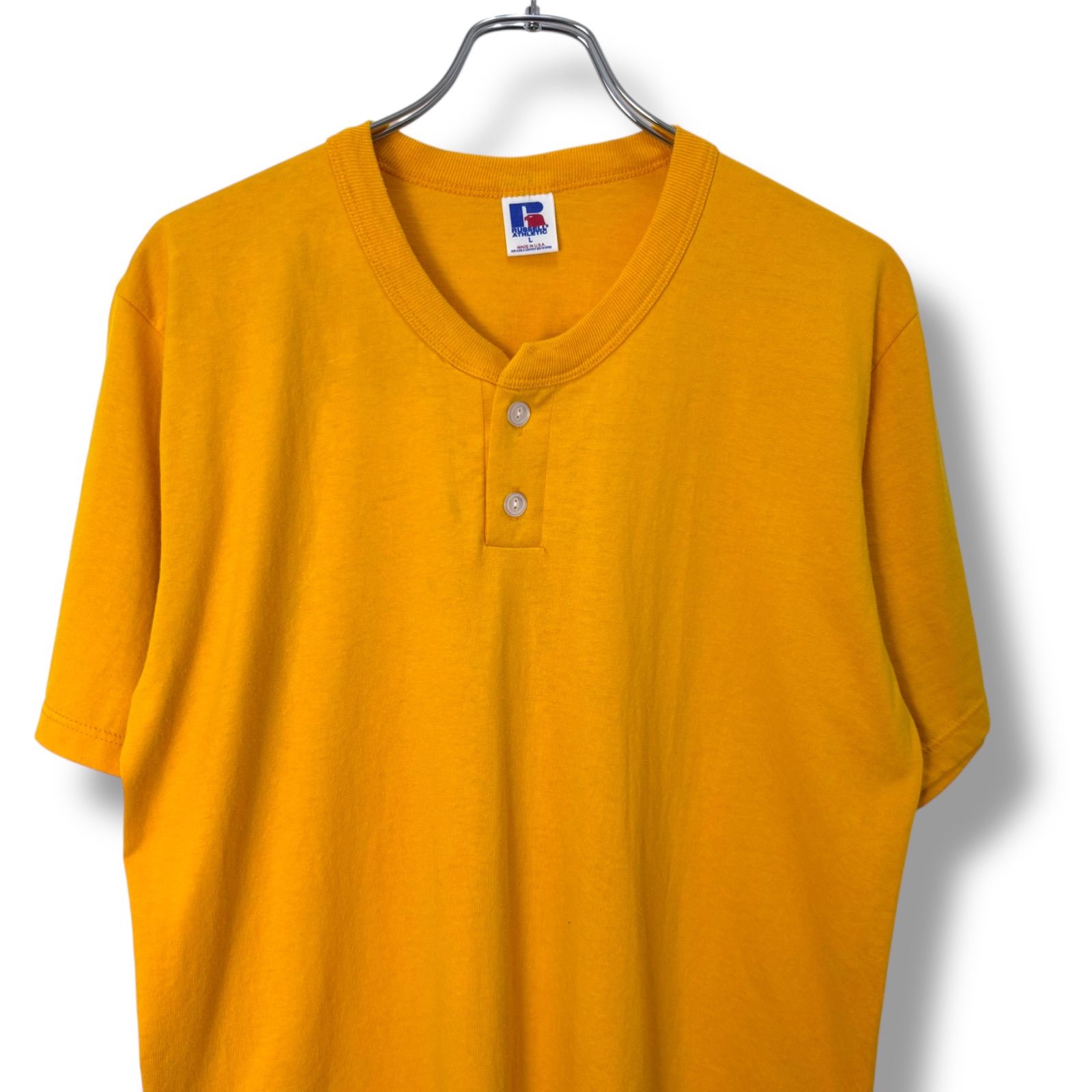 90s RUSSELL ATHLETIC Henry Neck T-Shirt Made in USA 【L】 90年代 
