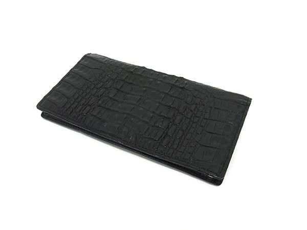 美品 本 カイマン クロコダイル ワニ革 長財布 黒 ブラック 美品 本 カイマン クロコダイル ワニ革 長財布 黒 ブラック