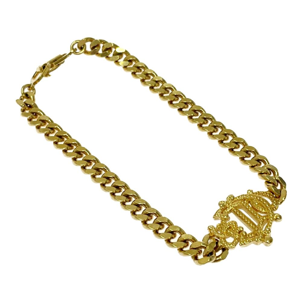 中古】Dior ディオール GP ロゴ エンブレム 喜平チェーンブレスレット
