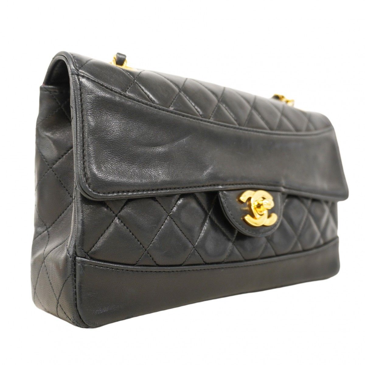 5md4261-h シャネル ショルダーバッグ マトラッセ ラムスキン ブラック ゴールド金具 レディース