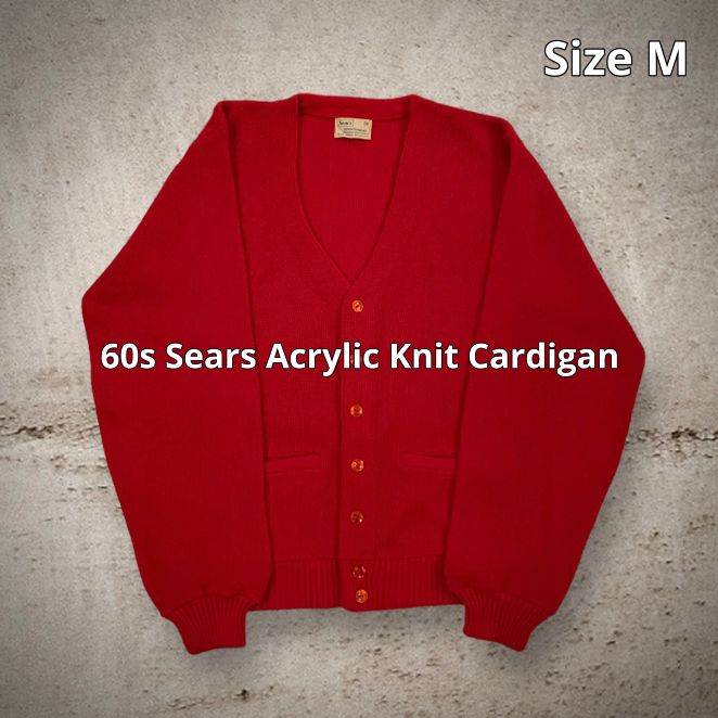 60s searsアクリルカーディガン マスタード - トップス