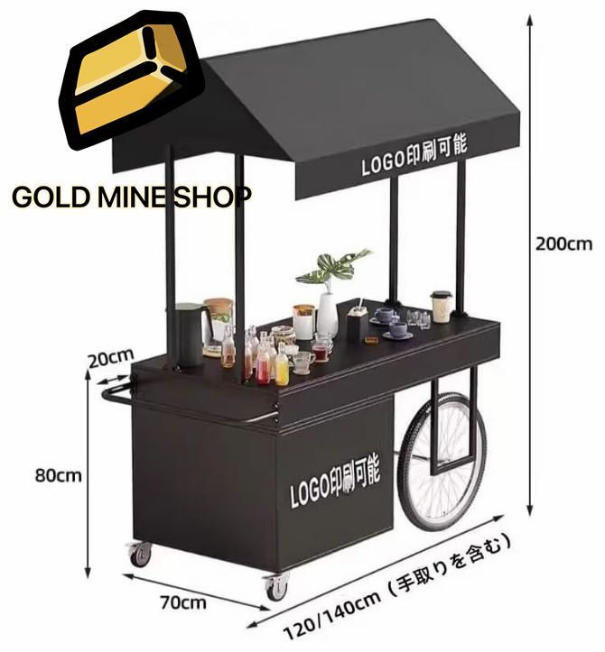 キッチンカート 屋台ブース キャスター|ストッパー|テント付き 屋台車 屋台セット キッチンワゴン 収納カート 陳列台 販売台 移動便利 開業|露店|夜市|販促イベント|テイクアウト ホワイト-引き出し付き 長さ120*奥行き70*高さ200cm