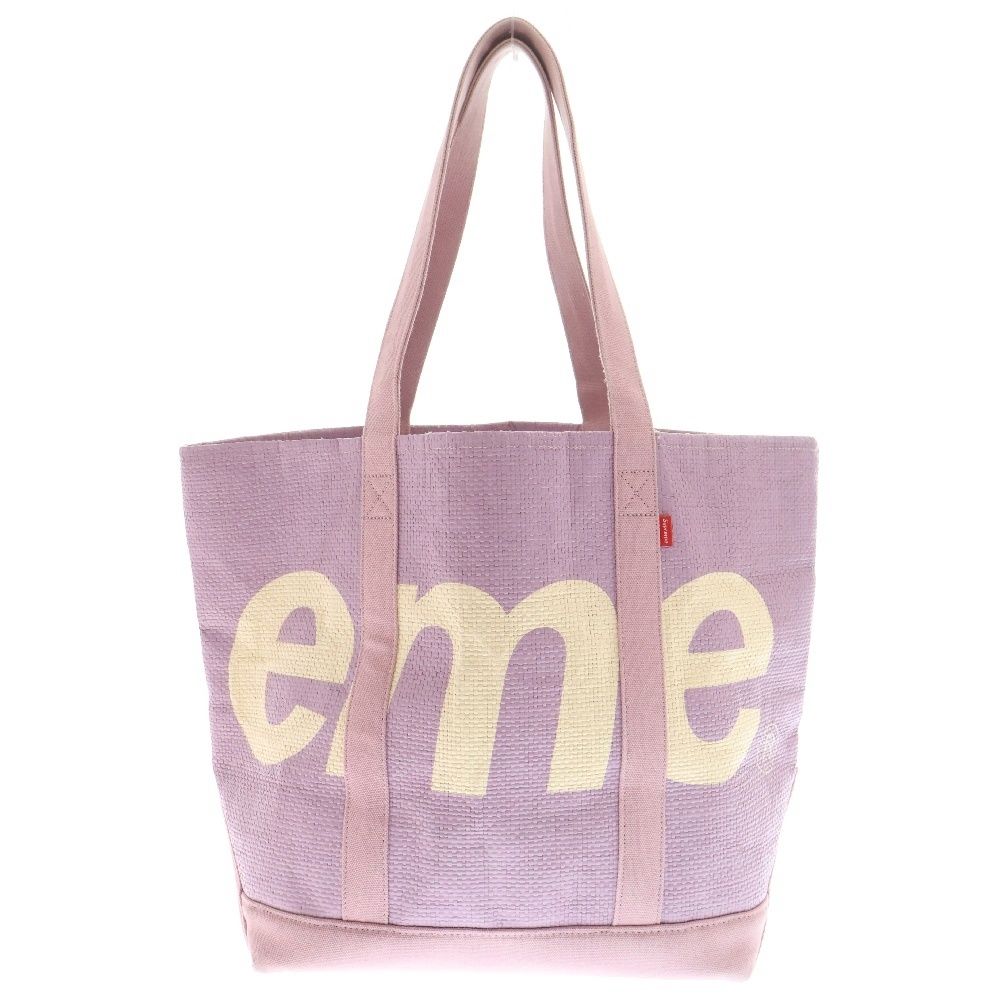 人気✨シュプリーム　ラフィア　トートバッグ パープル　ピンク　肩掛け　大容量 SUPREME (シュプリーム) 20SS Raffia Tote Bag ラフィア トートバッグ