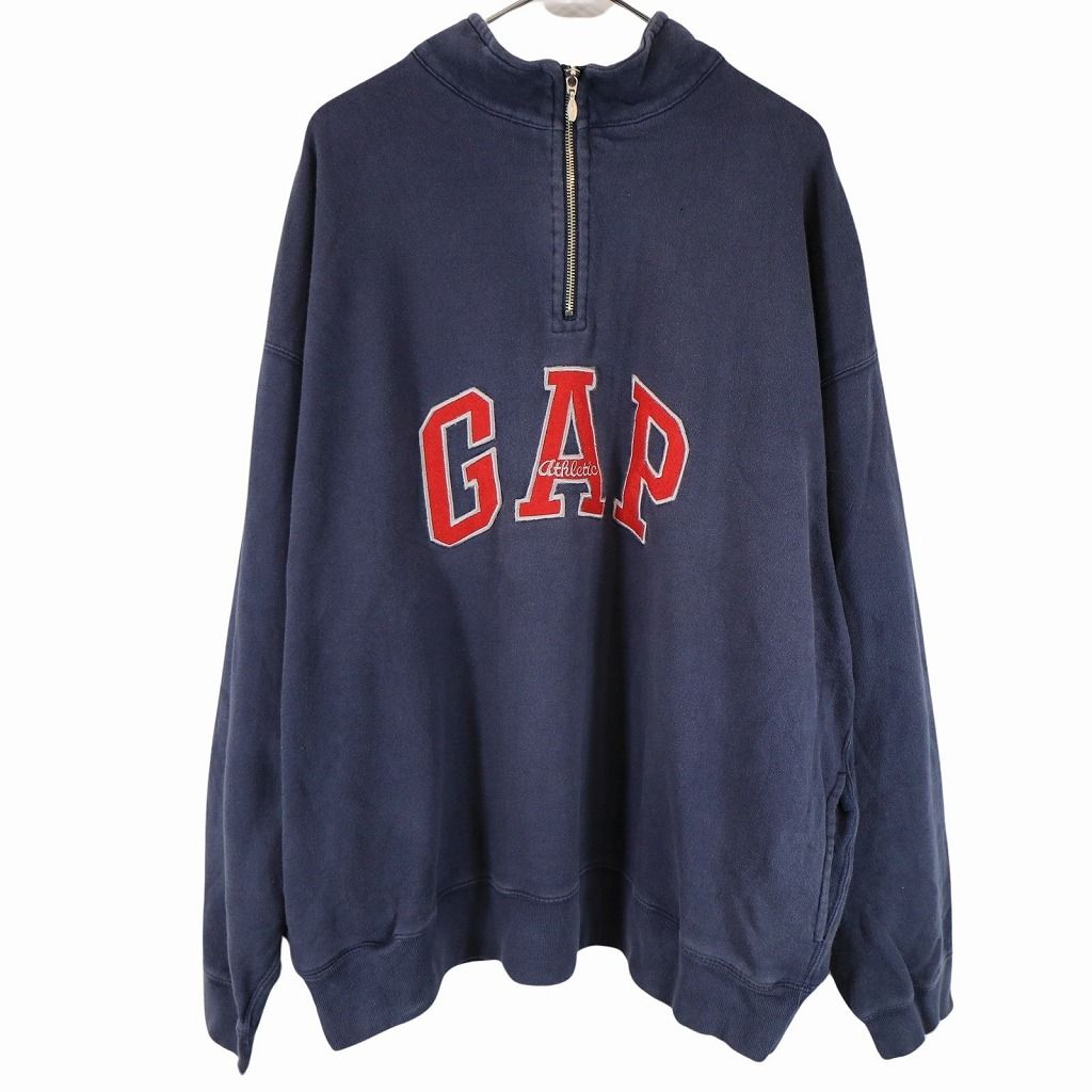 身幅60cmXXL OLD GAP ATHLETIC ハーフジップ スウェット ネイビー