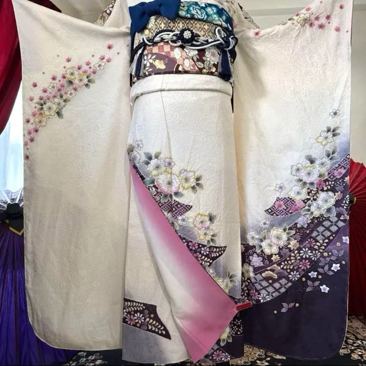 振袖フルセット(7点)・辻が花・古典柄・束ね熨斗・絞り・やまと誂製