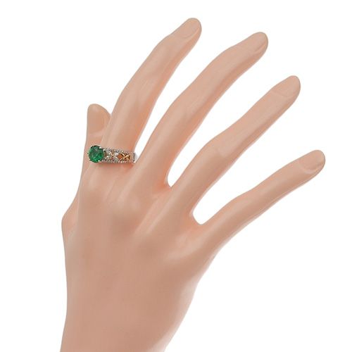 エメラルド ダイヤモンド フラワー リング K18 ホワイトゴールド WG  