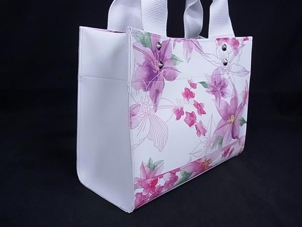 LEONARD レオナール レザー フラワー 花柄 2 WAY ハンドバッグ トート ショルダー 斜め掛け アイボリー系 FS 3737