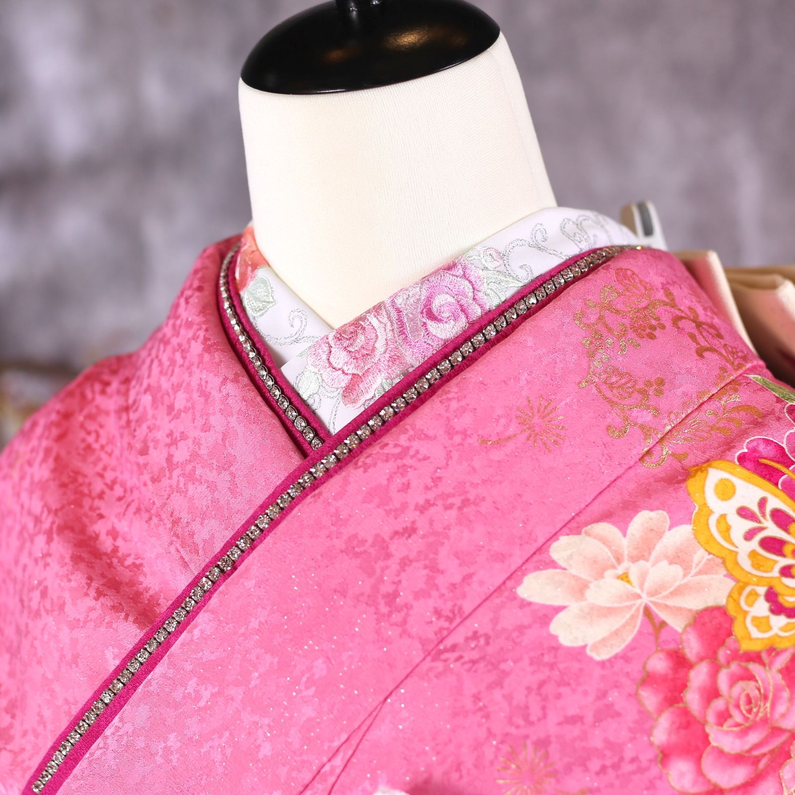 振袖フルセット 振袖セット 振袖 Lサイズ 中古 ピンク×牡丹 美品