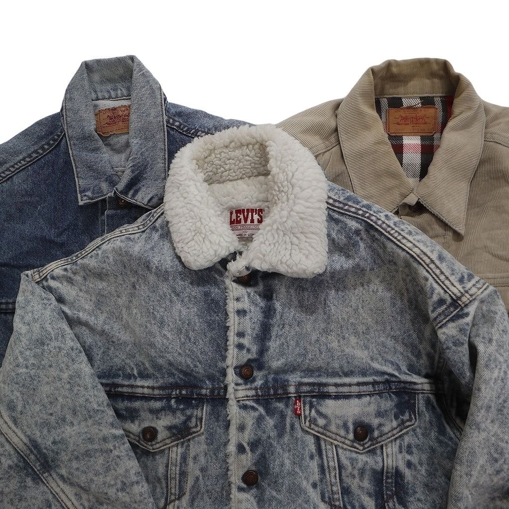【B品】古着卸 まとめ売り リーバイス ジャケット 3枚セット (メンズ XS /L ) 80’s 裏地ボア デニム コーデュロイ 中古 古着 NC4400