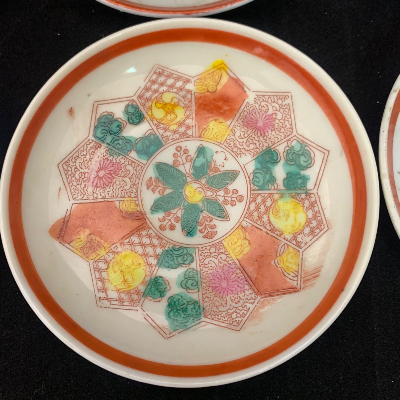 江戸〜明治時代　小皿　骨董品　アンティーク 江戸〜明治 小皿 骨董品 和食器 絵皿 赤絵 印判手 色絵 6枚