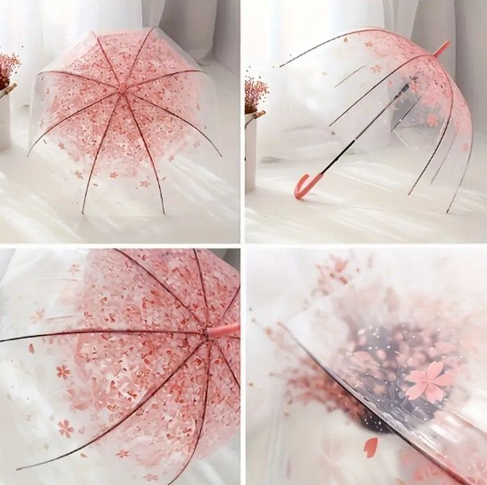  1本の桜柄プリント傘 - キュートなスタイル 防水 手動開閉 8本骨スチールフレーム プラスチック製キャノピー＆ハンドル 鉄製シャフト 雨天や晴天の屋外使用に最適 xzzhang 163 長傘 傘