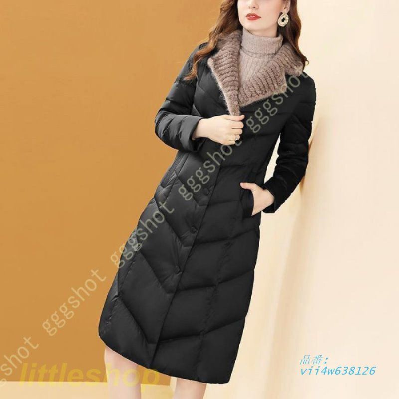 ダウンコート レディース コート ジャケット ライトダウン 超ロング 無地細身 軽量 暖かい 厚手 シンプル アウター ファーフード付き 膝丈 おしゃれ トップス vii4w638126