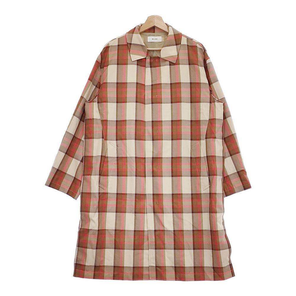 WELLDER WM19FC005 Duster Coat 3 チェック ダスター サイドスリット ステンカラーコート ベージュ ピンク メンズ ウェルダー5-0107M