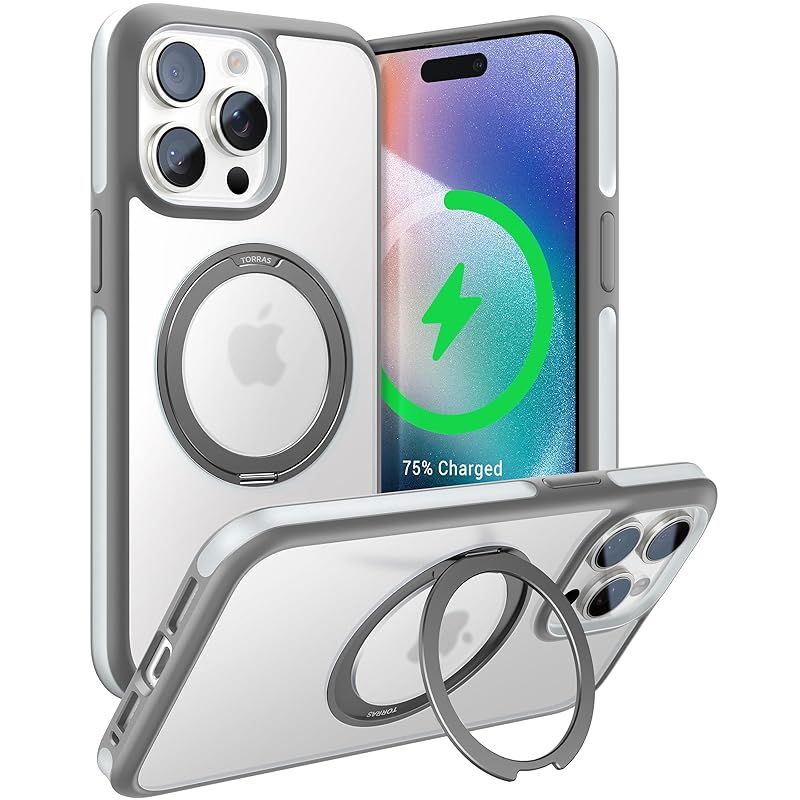 チタングレー・多機能360度回転スタンド】TORRAS iPhone 15 Pro